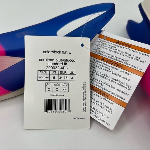 Crocs Cerulean colorblock pink blue slingback peep toe sandals shoes size 5 NEW - Picture 5 of 6